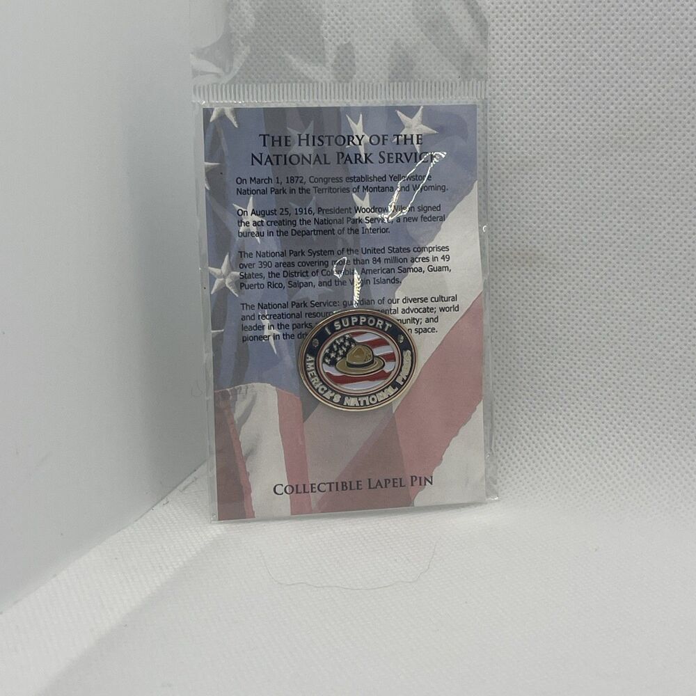 I Support Americas National Parks Hat Lapel Pin Red White & Blue Hogeye 2009